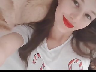 Virginal teenager stunner gazing into camera while finger-tickling her poon